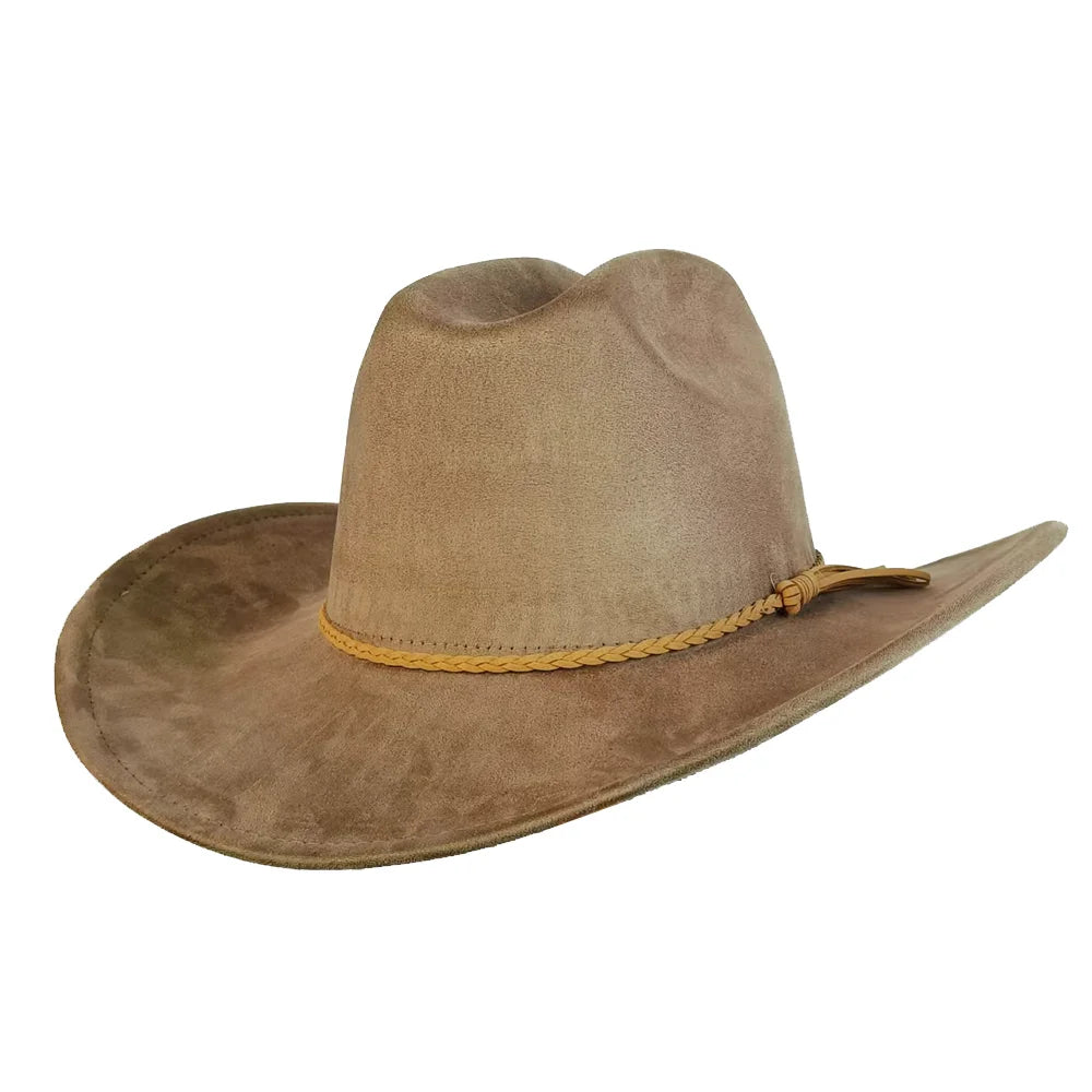 Vegan Suede Cowboy Hat Classic Unisex Cowgirl Hat Party Girl Western Cowboy Hat