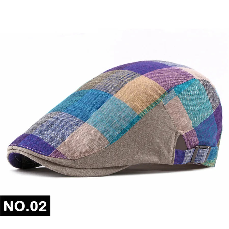 Men Women Classic Englad Style Plaid Berets Caps