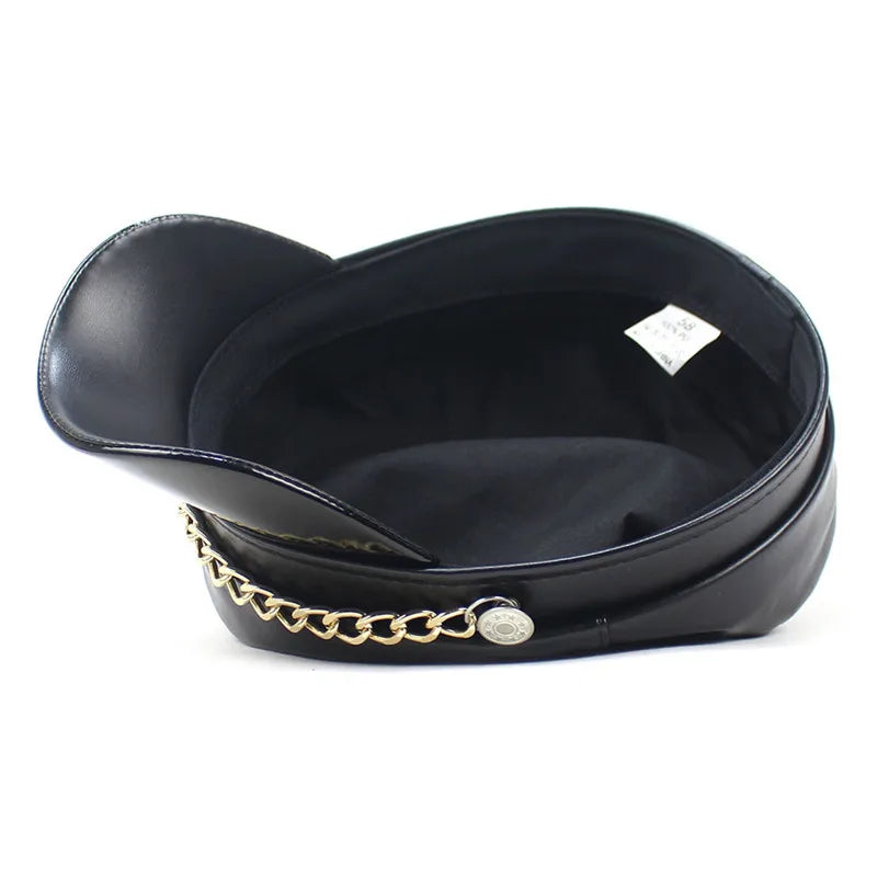 2022 Leather Girl And Women Solid Beret Octagonal Cap