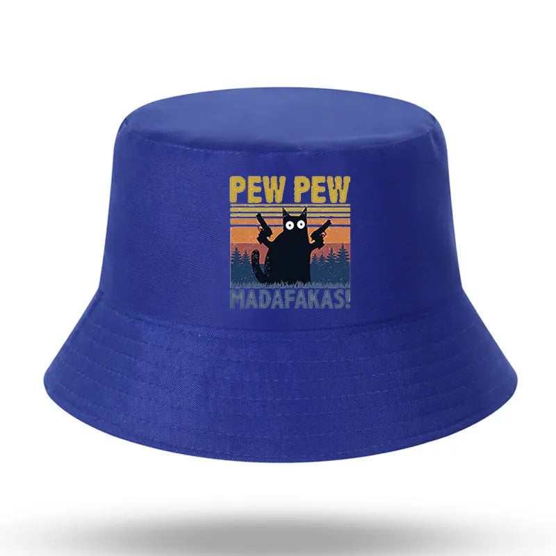 Black Cat Print Men Women Bucket Hat Outdoor