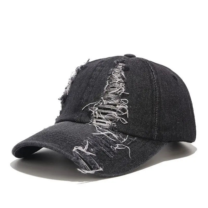 Tide Washed Denim Ripped Baseball Cap Spring Cotton Snapback Hat