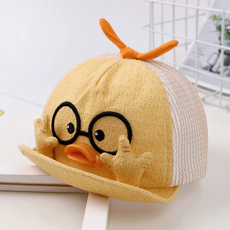 Summer Kids Mesh Baseball Caps Baby Lovely Cartoon Duck Cotton Hats Girl Boys 1-10M