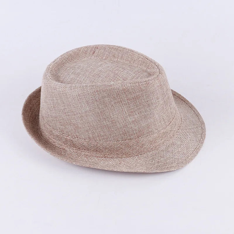 Spring And Summer Men's Hats Fedoras Imitation Linen Top Jazz Hat