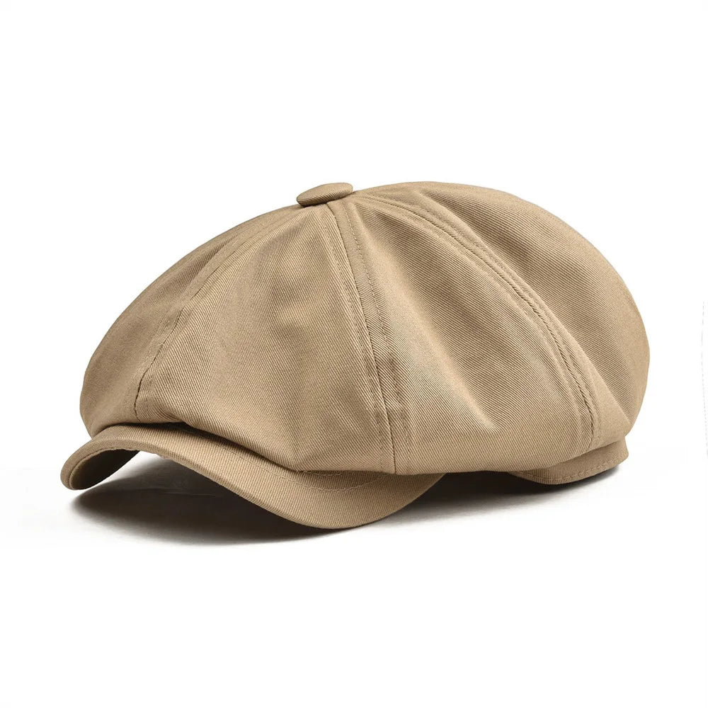 Newsboy Cap Men's Twill Cotton Eight Panel Hat Women's Baker Boy Caps Retro