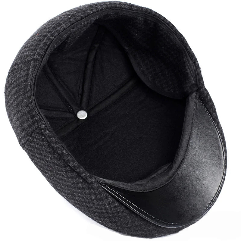 Classic Man Cap Autumn Winter Hat With Ear Flap Elder Man Male Dad Hat