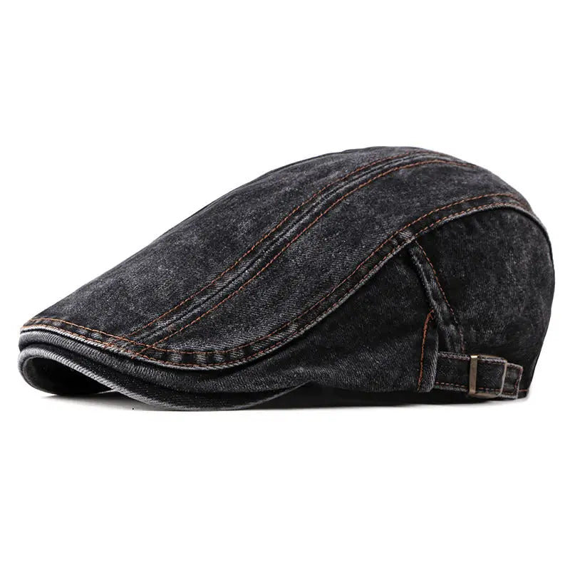 2026 Four Seasons Denim Solid Newsboy Caps Men