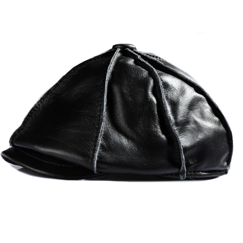 Young Middle-Aged Men Leather Octagonal Painter Hat