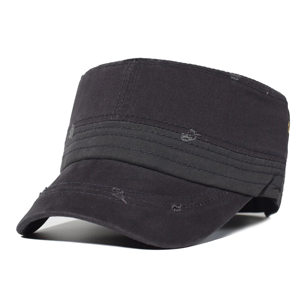Four Seasons Washed Cotton Flat Caps Men Women Military Cap