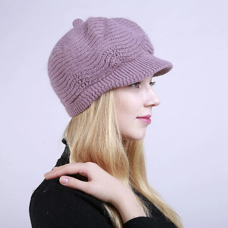 Fashion Knitting Solid Color Thicken Women Winter Hat