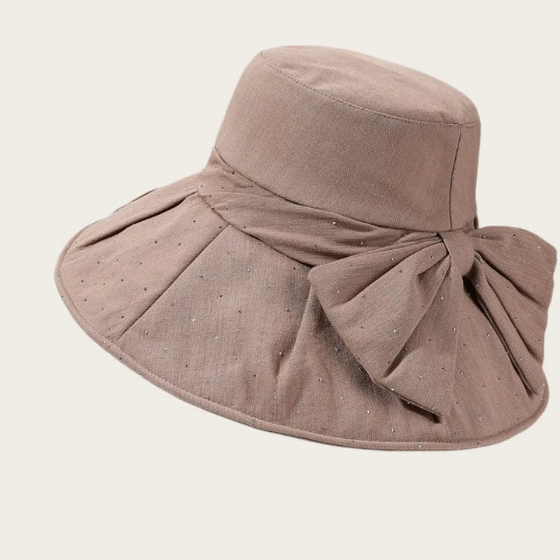 Brimmed Fabric Hat For Women Elegant Foldable Sun Hat