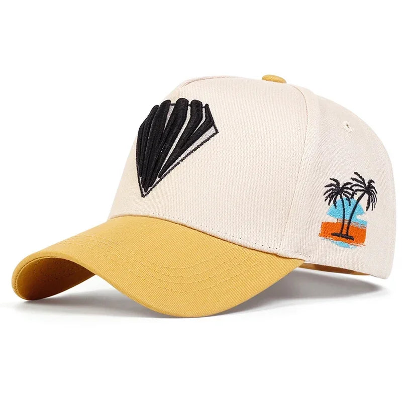 Unisex Diamond Embroidered Side Coconut Tree Baseball Caps
