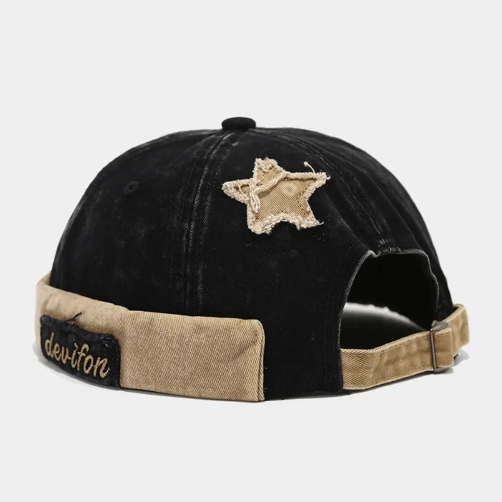 Fashion Retro Docker Cap Washed Color Adjustable Brimless Caps