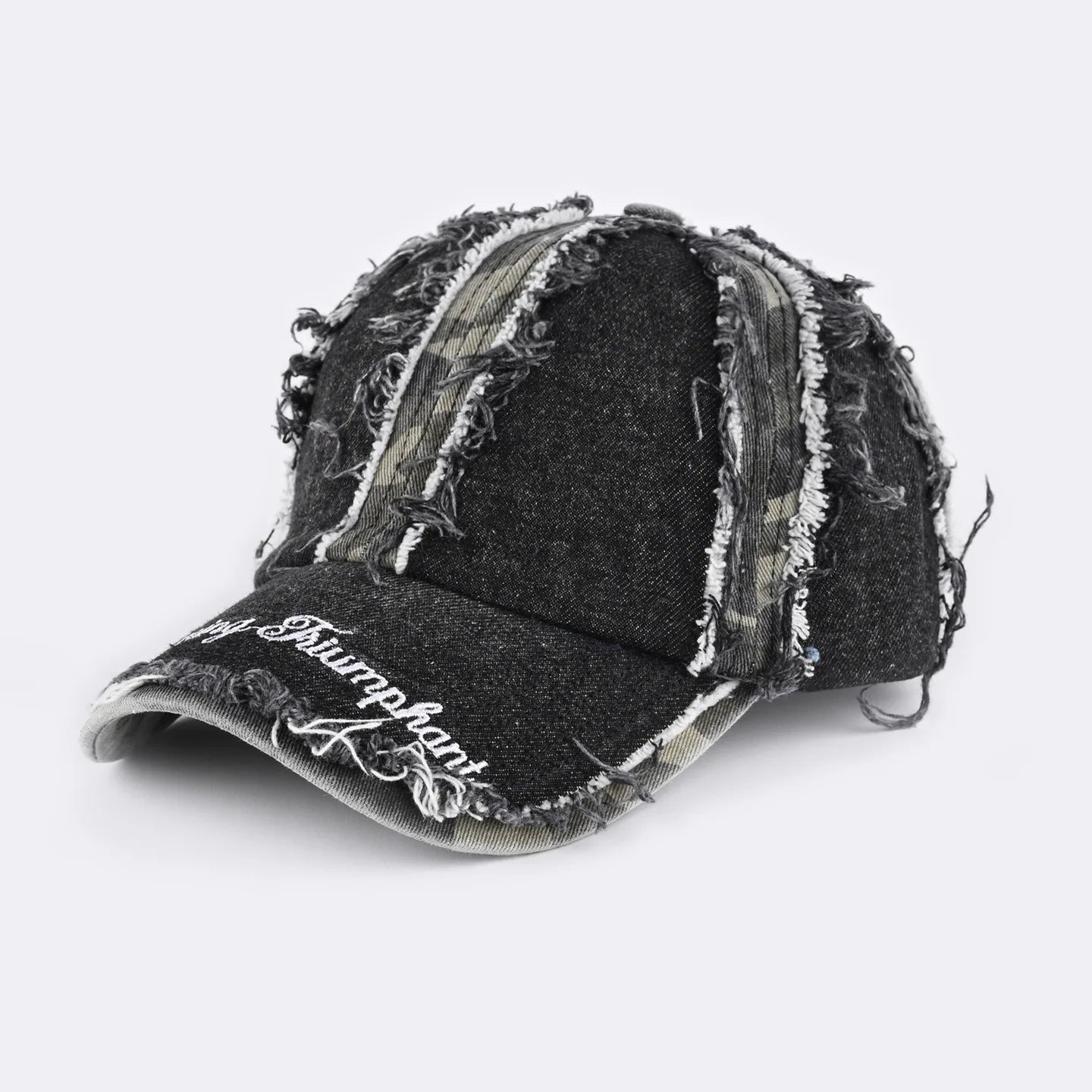 American-Style Denim Frayed Baseball Cap For Women