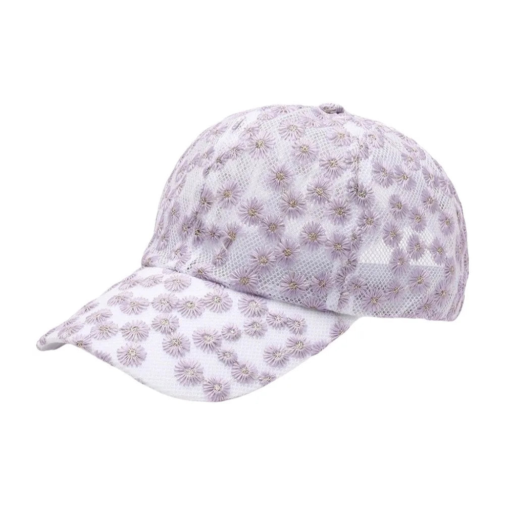 Casual Embroidered Flower Baseball Cap Adjustable