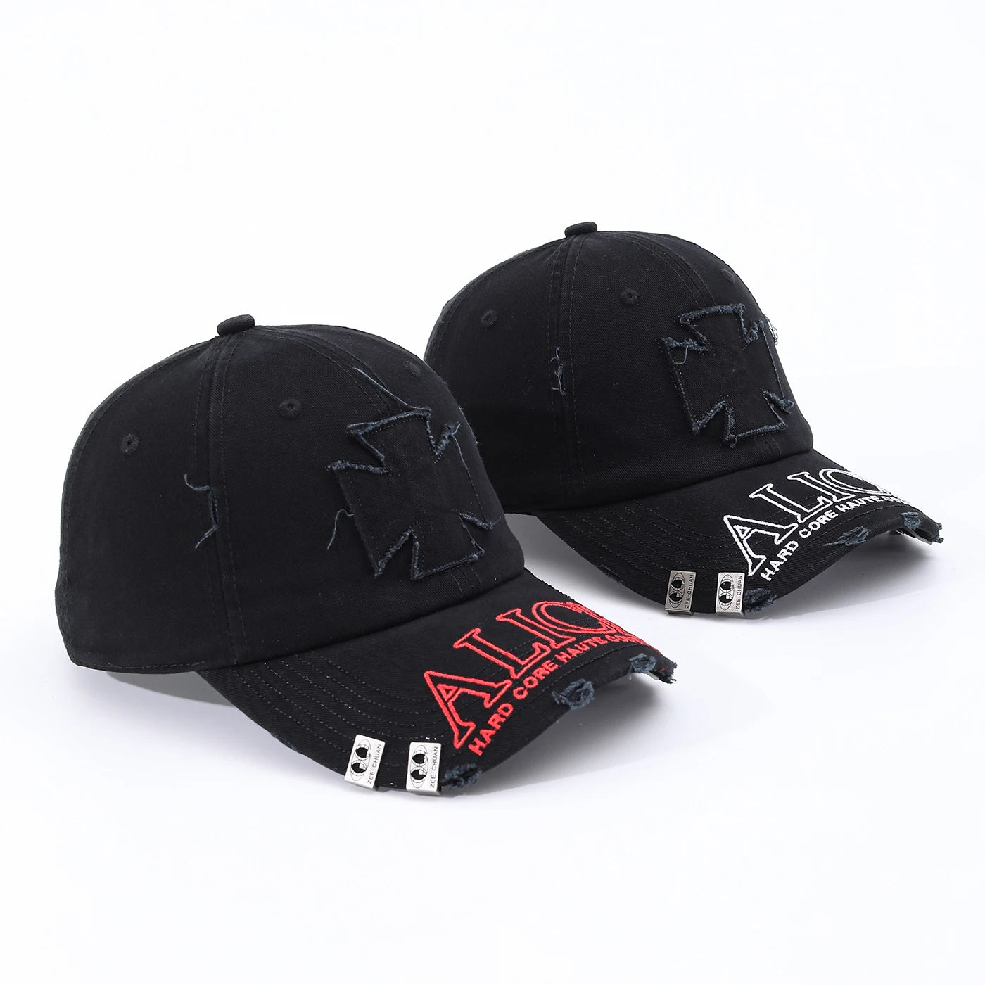 Embroidery Cross-Letter "Alice" With Steel Patch Holes Baseball Cap