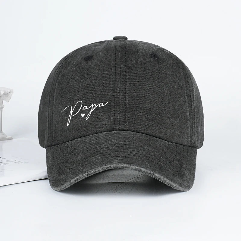 Retro “Papa” Handwritten Print Washed Baseball Cap
