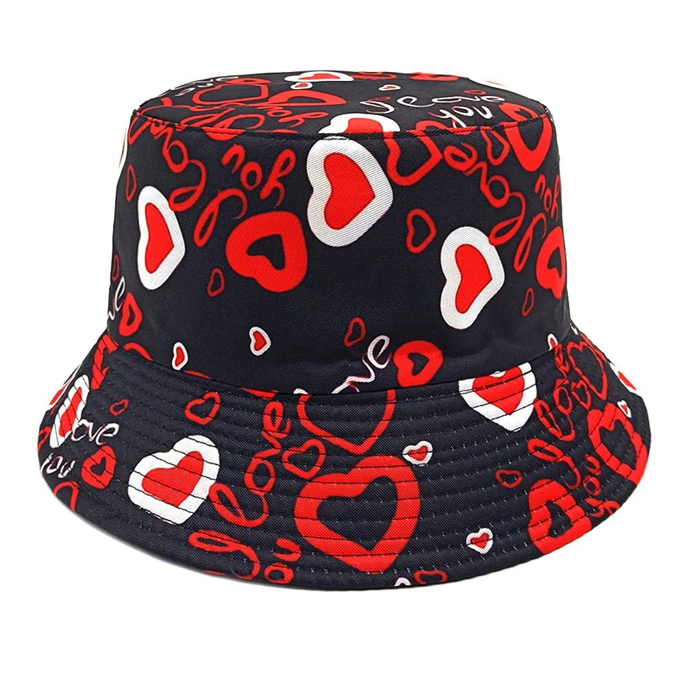 Love Pattern Valentine's Day Gift Bucket Hat Women Men Summer