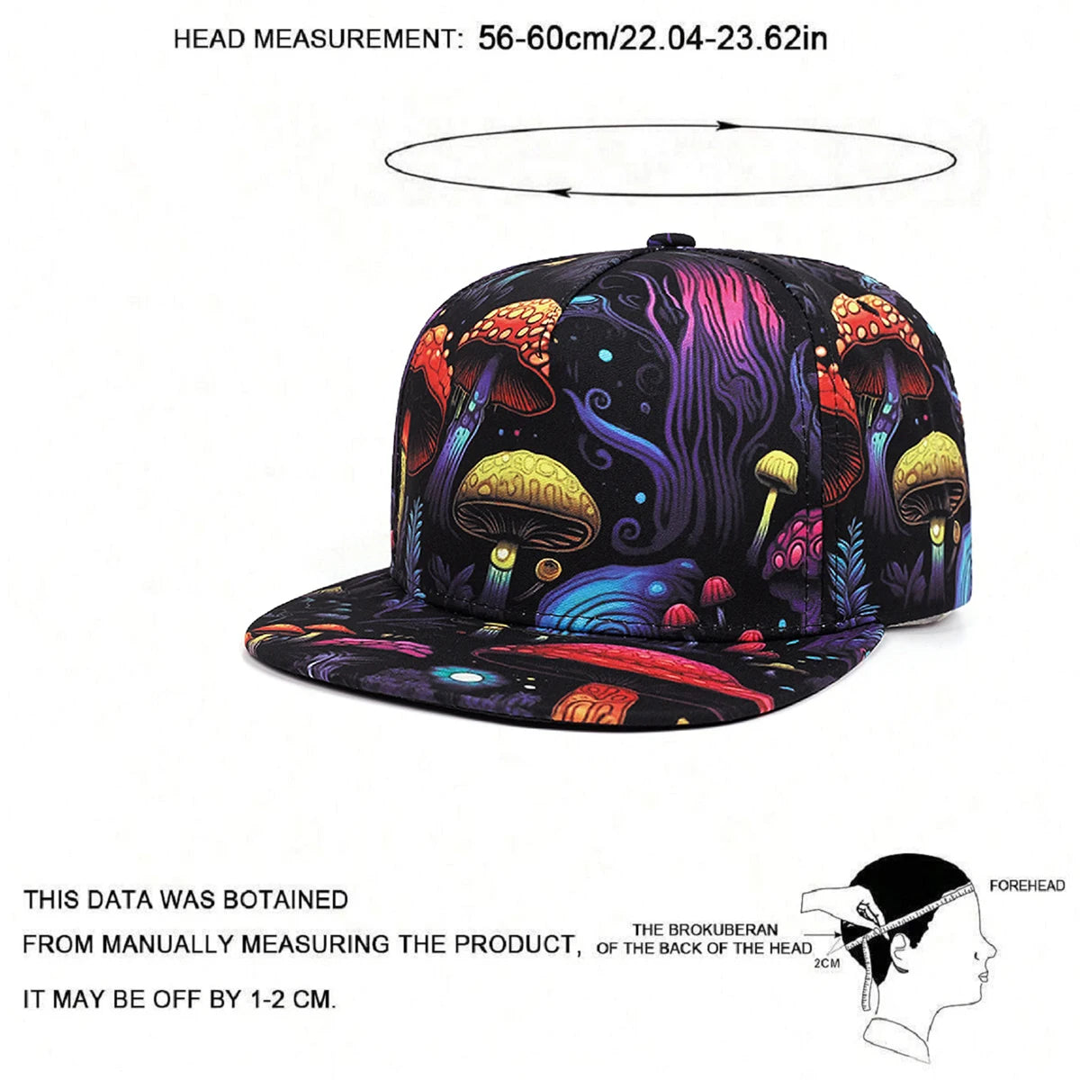 Printed Dreamy Mushroom High Quality Flat Brimmed Hat Trendy Hip Hop Hat