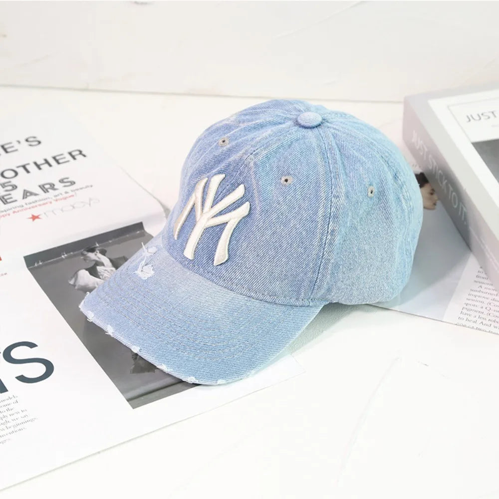 Denim Fabric Washed Denim Baseball Cap
