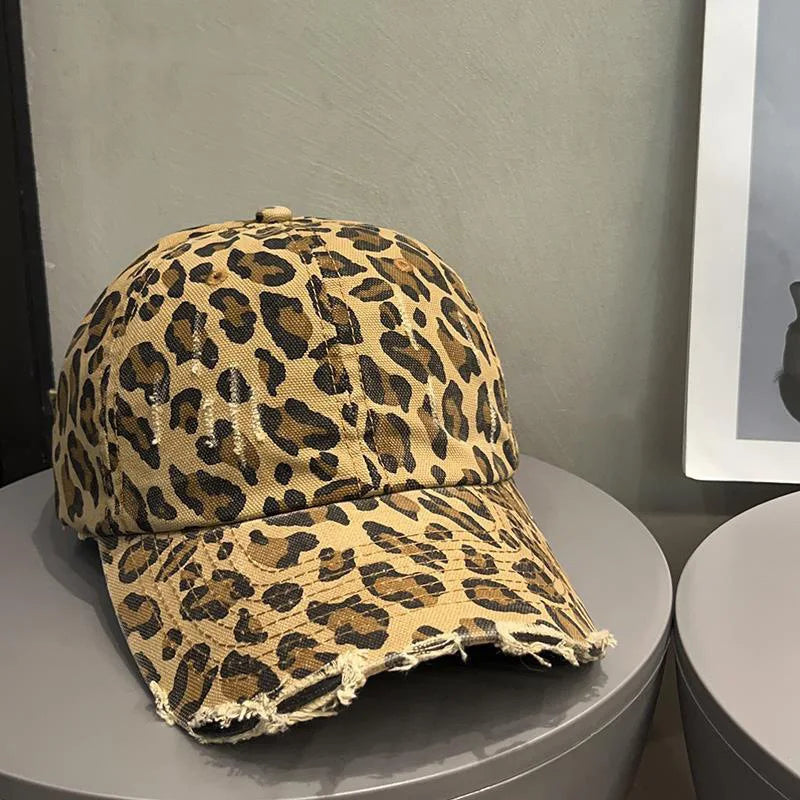 Leopard Print Baseball Cap, Female street Personality, Retro Vintage
