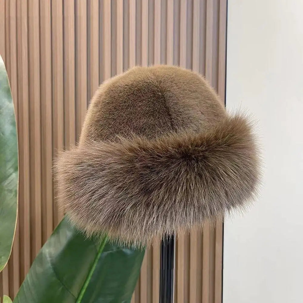 New Fluffy Fur Women's Winter Hat Winter Snow Ski Cap Female Faux Fur Thick Warm