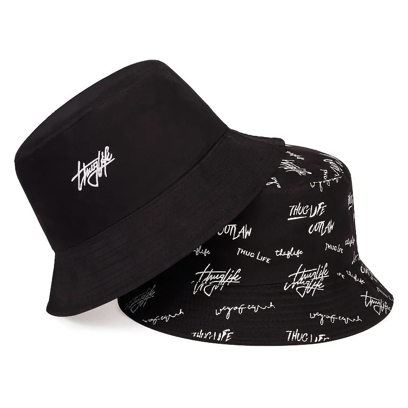 1Pc Summer Fashion Men's and Women's Outdoor Double sided Printed Sunshade Fisherman's Hat Bucket Hat