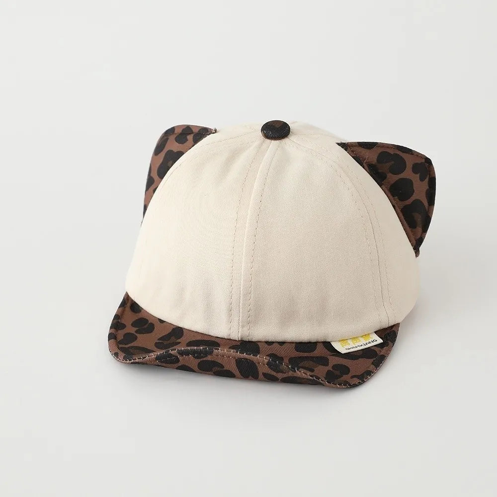 Trend Cute Cat Ear Baby Baseball Hat Soft Eaves Leopard Print Duck Tongue Hat