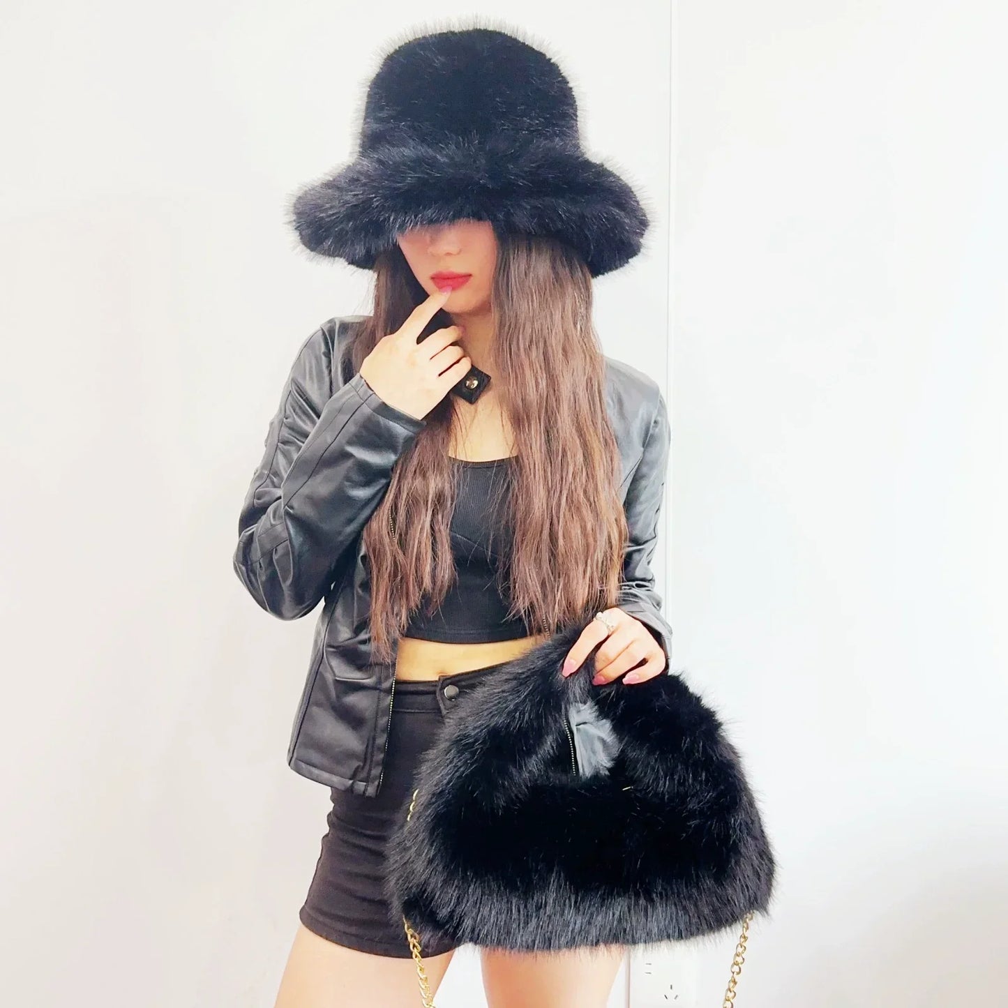 Autumn And Winter Women's Hats Faux Fur Bucket Hat