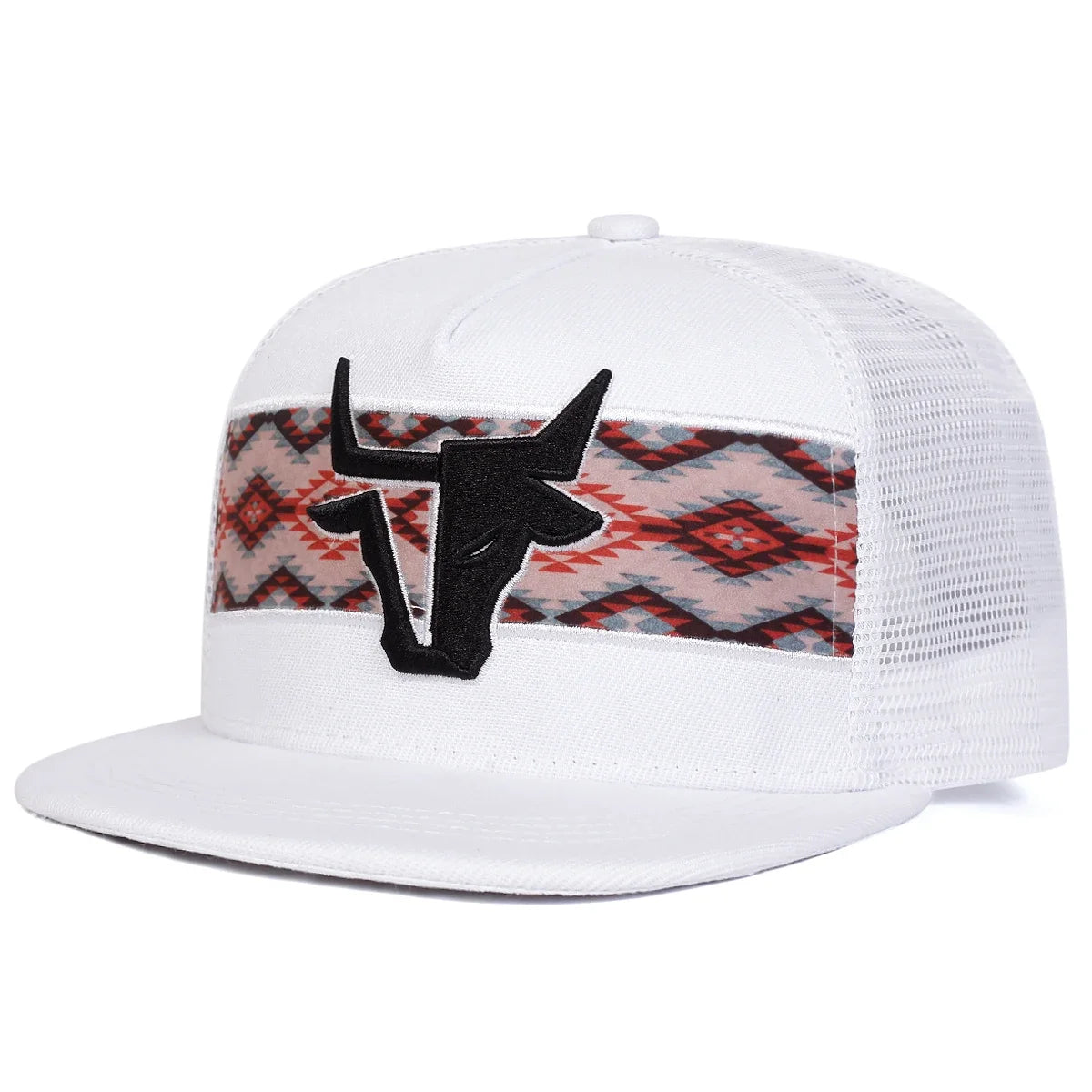 Unisex Bull Head Embroidery Hip-hop Net Hats Spring Summer