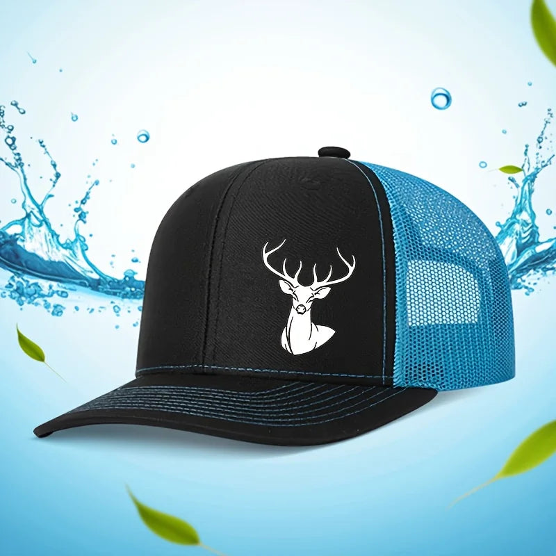 White Deer Head Printed Baseball Cap for Men and Women