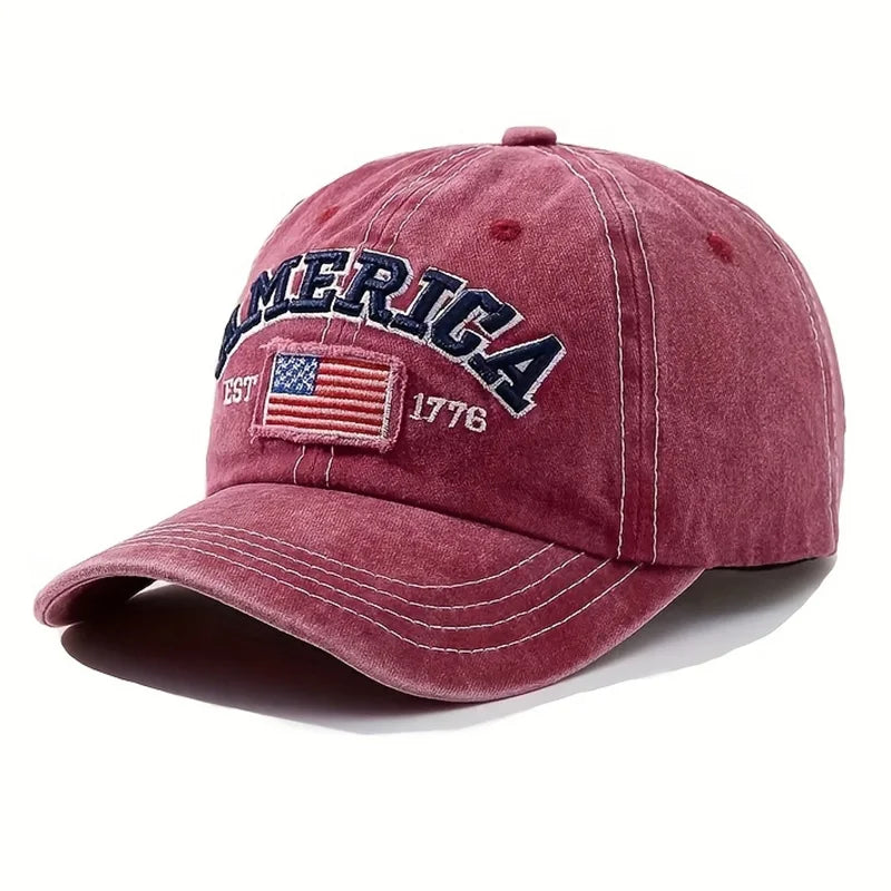 Vintage USA Flag Embroidered Baseball Cap
