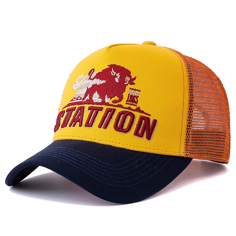 Unisex Station Letter Summer Fishing Cap