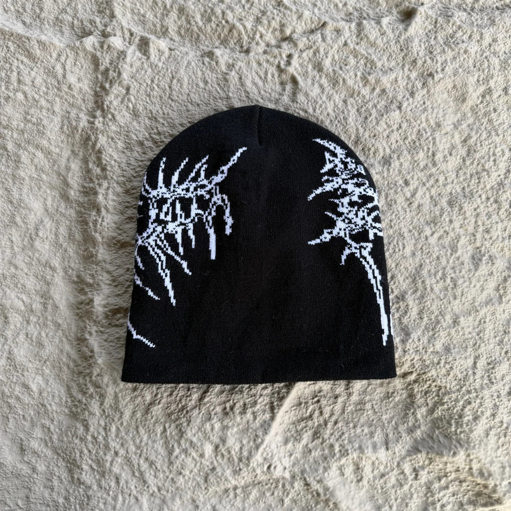 Fashion High Quality Vintage Skeleton Pattern Embroidery Beanie
