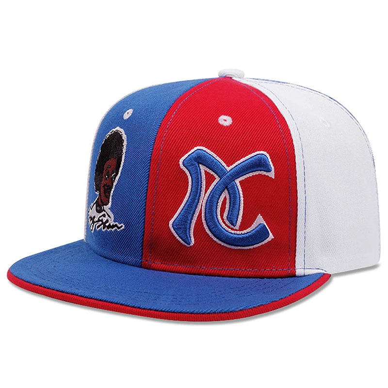 Flat brimmed Hat Black AC Embroidered Snapback Hat