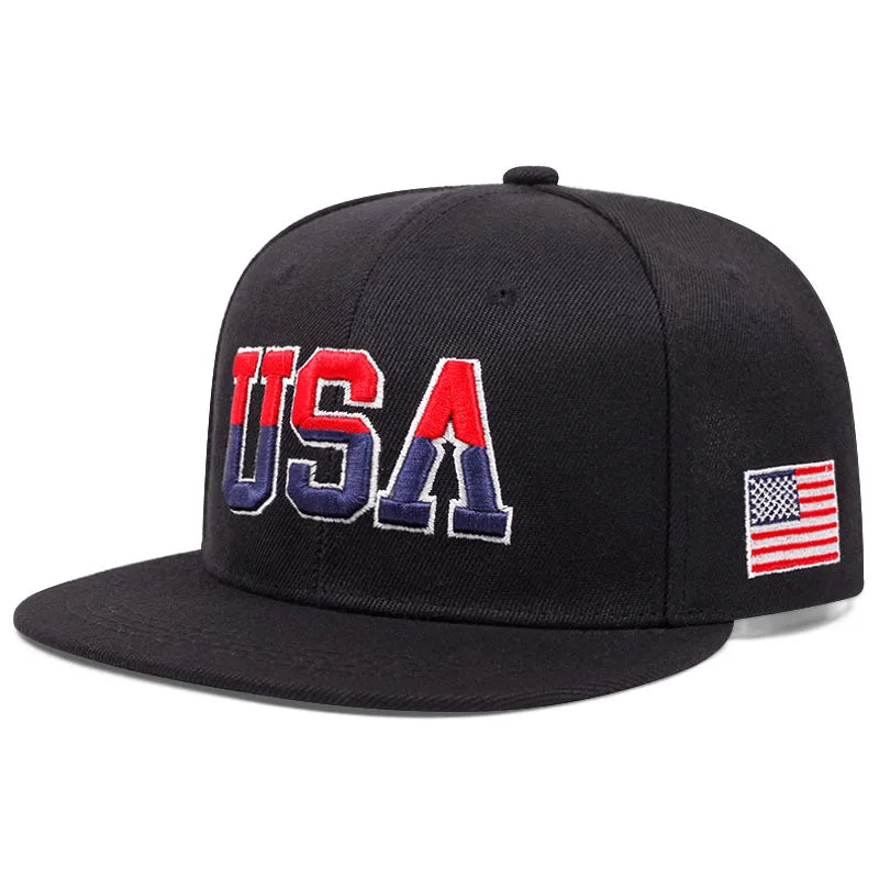 Fashion Personalized New Flat Brimmed Hat USA Embroidered Street Daily Baseball Hat Unisex