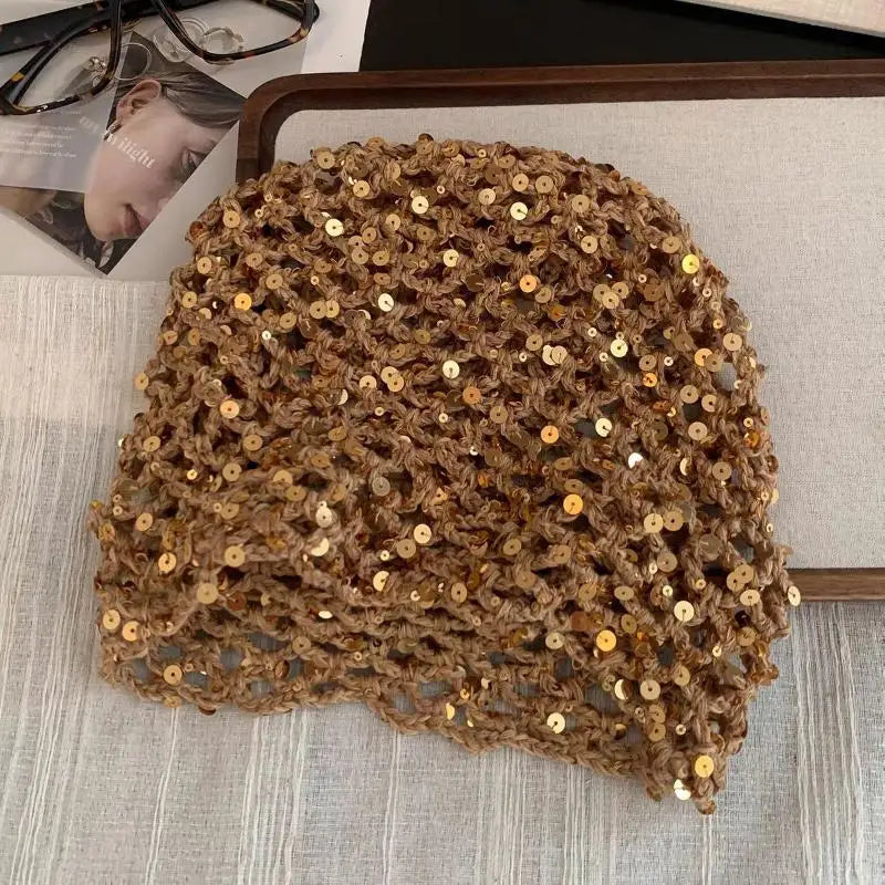 Ins Style Sequined Hollow Pullover Hats Women