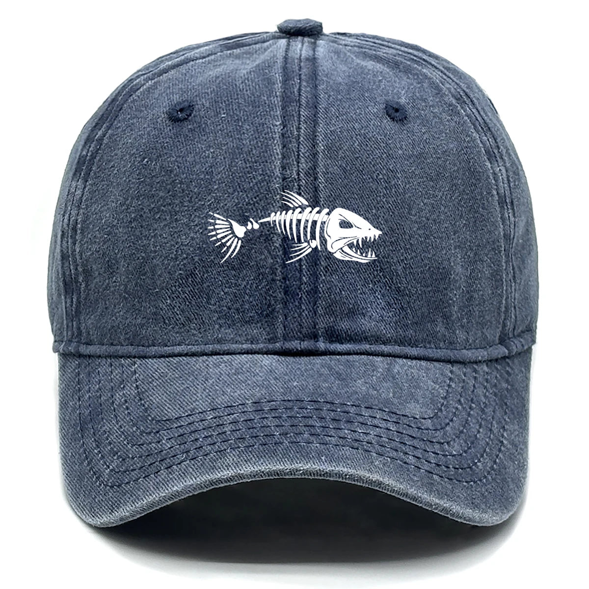 White Fish Bones Print Adjustable Retro Baseball Cap Woman's