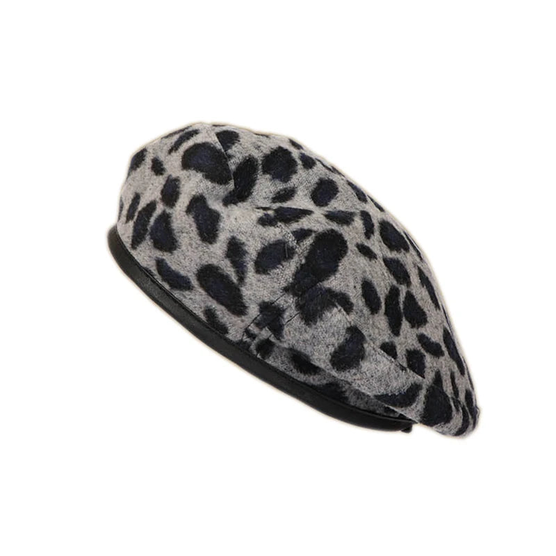 Women's Leopard Print Hat Fashion Beret Vintage Hats