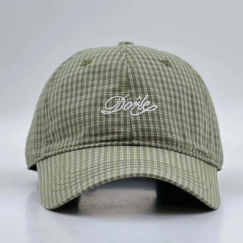 Korean Style Plaid Letter Embroidered Baseball Cap