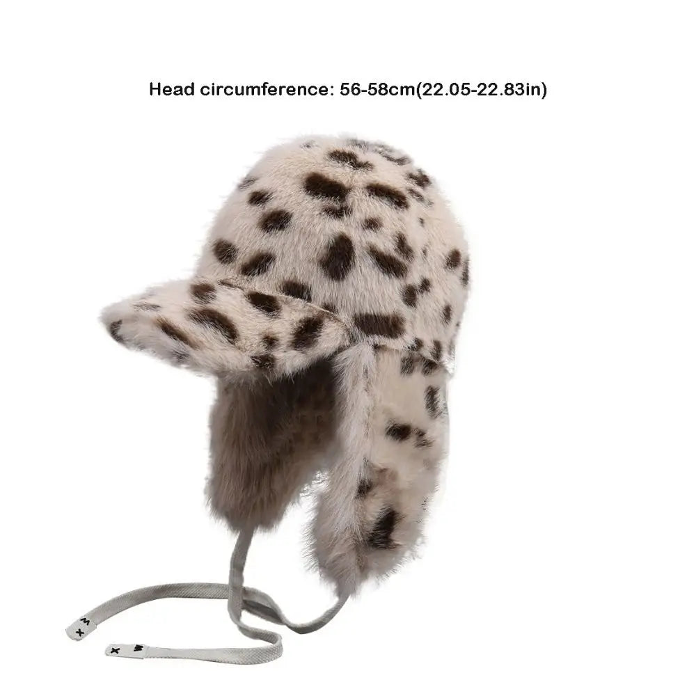 Trendy Retro Bomber Hats Thickened Warm Leopard Print Hats