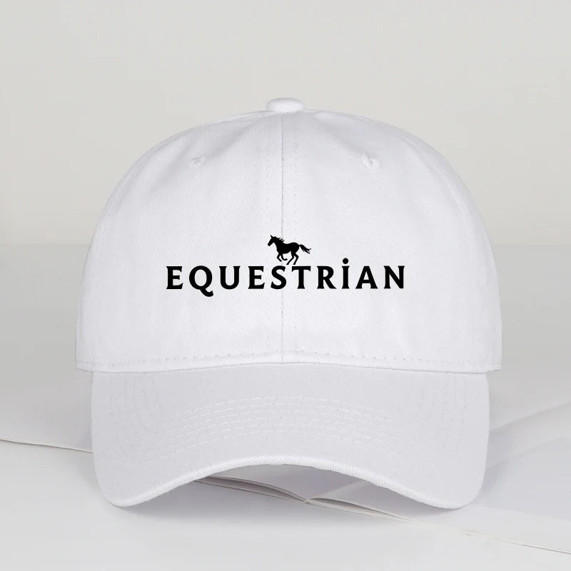 Equestrian Themed Horse Logo Print Soft Top Baseball Cap Soft Comfortable Breathable Adjustable Retro