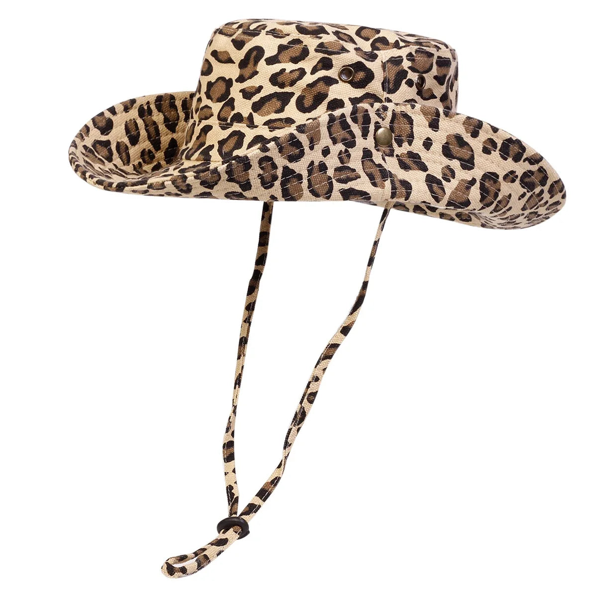 Men Leopard Print Big Brim Bucket Hats Fishermen Caps