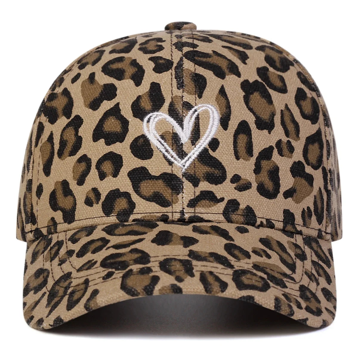 Unisex Love Embroidery Leopard Print Baseball Caps