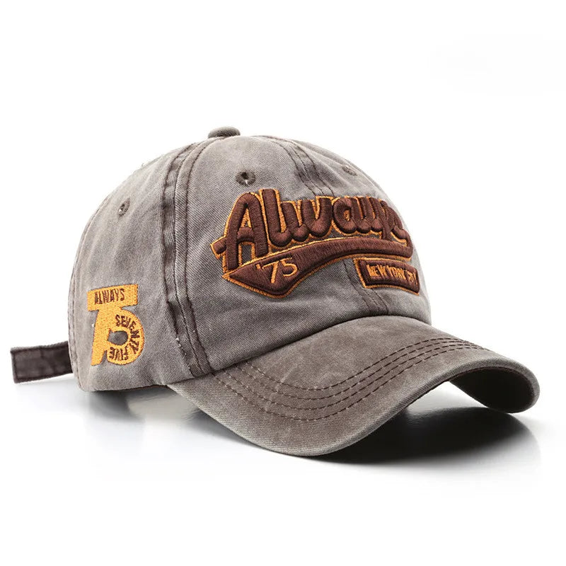 Retro Baseball Cap With 3D Embroidery “Always” – Unstructured Distressed Hat