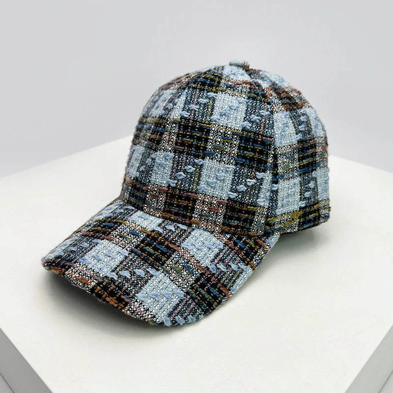 New Men Women Check Houndstooth Color Block Baseball Hats
