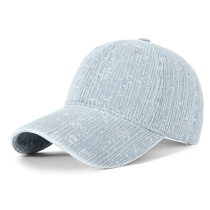 Baseball Cap Denim Jeans Women Men Curve Bill Fitted Hat