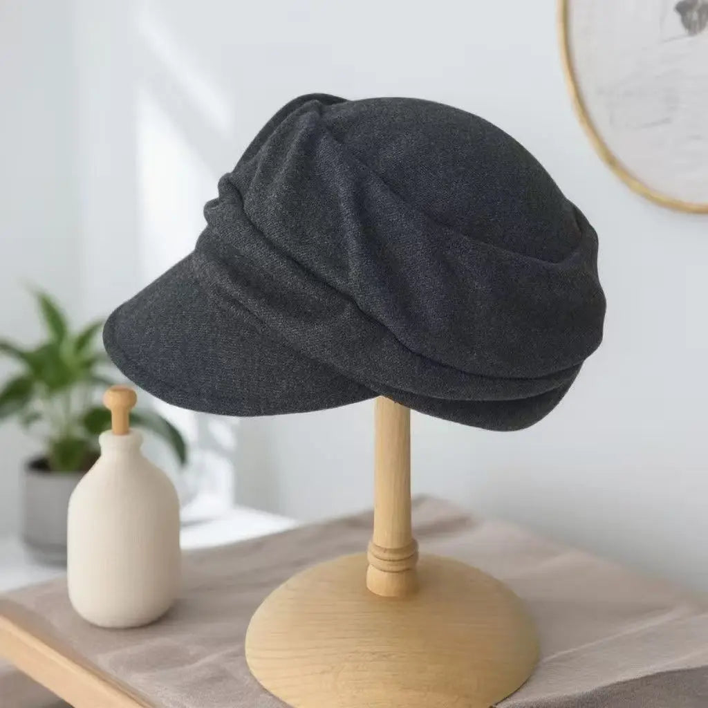 Simple Blended Thick Pleated Duckbill Cap