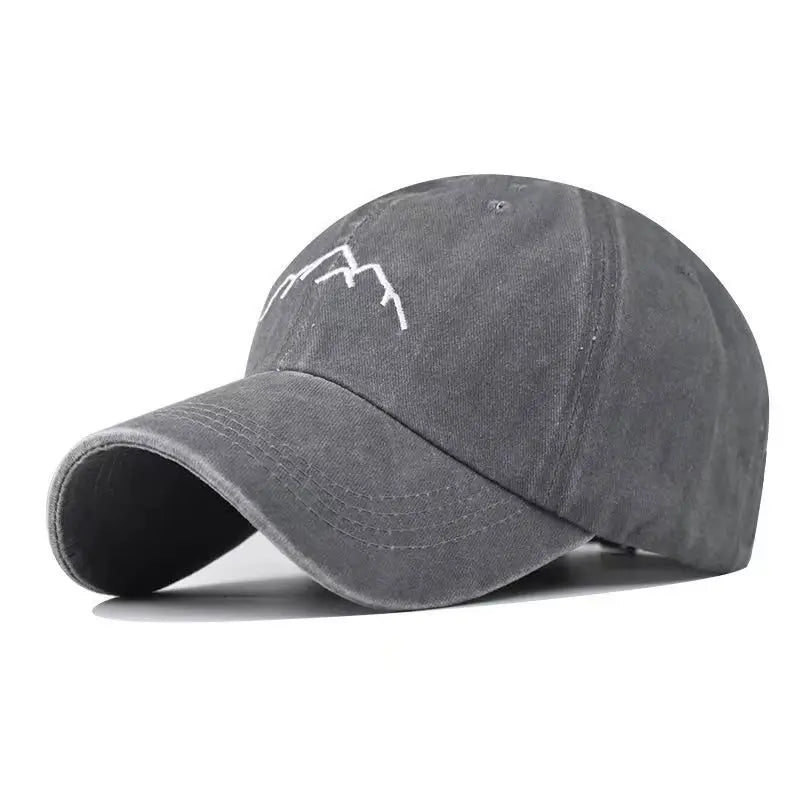 Unisex Washed Cotton Cap Mountain Embroidery Vintage Baseball Cap Men Women