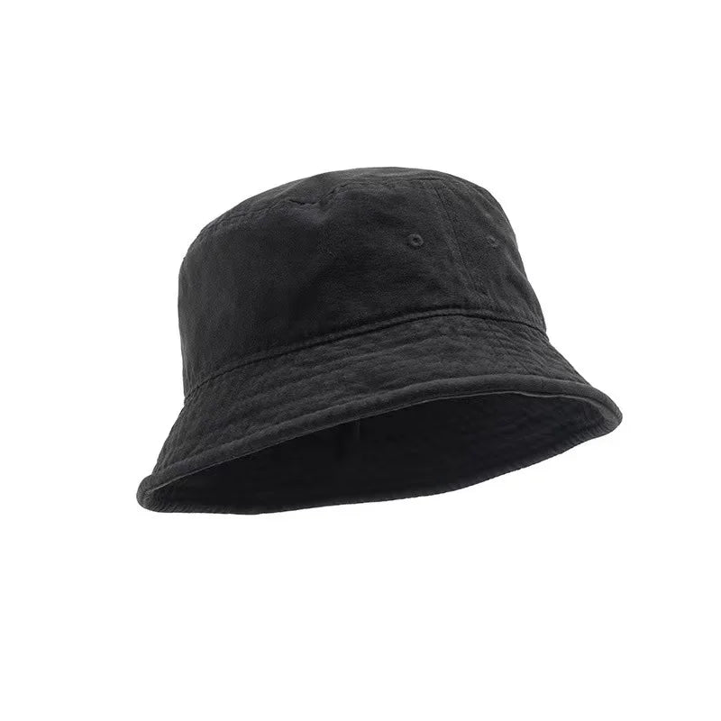 Big Head 59-61cm Bucket Hat Wide Brim Pure Cotton Outdoor Sun Caps