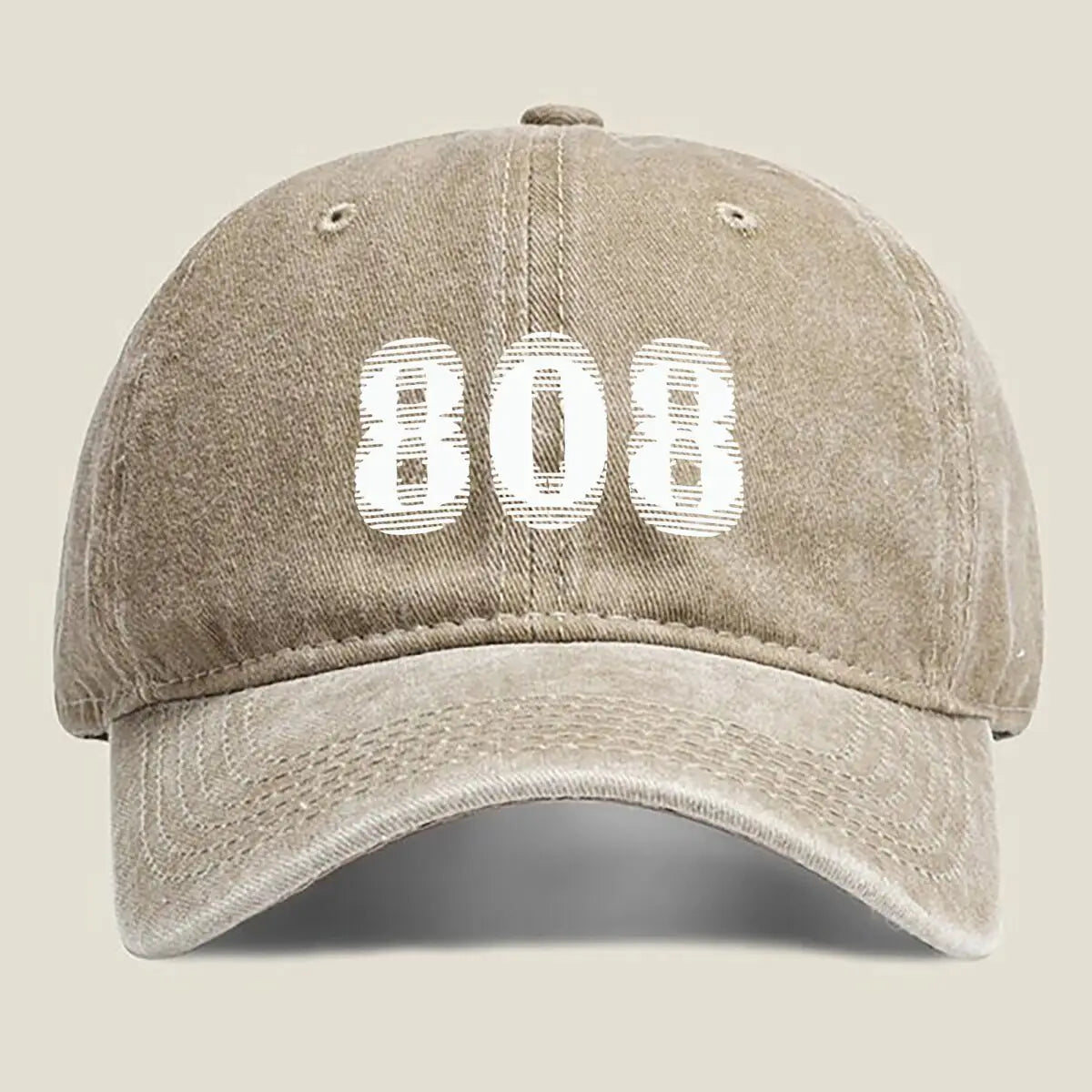 Bold “808” Text Unisex Adjustable Adult Washed Baseball Cap Casual Hat